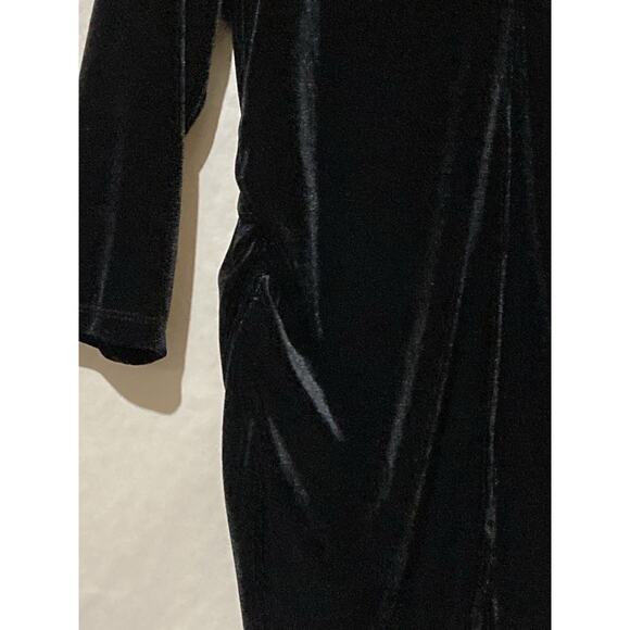 Vince Camuto Blouse Top Black Velour Size Large Side Rouching Holiday Velvet - Picture 4 of 5